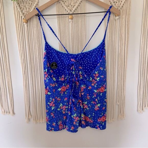 VERA BRADLEY Blue Water Bouquet Reversible Tankini Swim Bikini Top XL 16-18 - Picture 4 of 15
